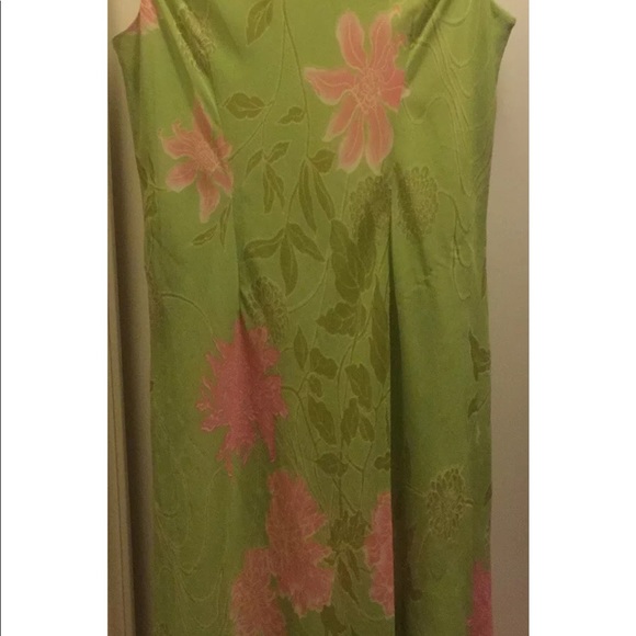 Pink &Green chiffon sequin sleeveless dress Sz 18 - Picture 3 of 4